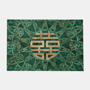 Paillasson Doubles or et malachite de symbole de bonheur