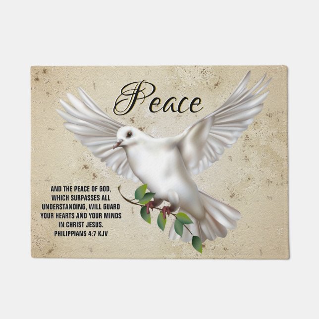 Paillasson Dove de la paix Scripture personnalisée Verse (Devant)