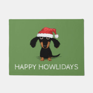 Paillasson Doxie, clause  Dachshund mou avec Santa Hat