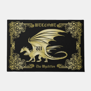 Paillasson Dragon Monogramme Gold Frame Couverture De Livre T