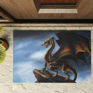 Paillasson Dragon noir cuivre or