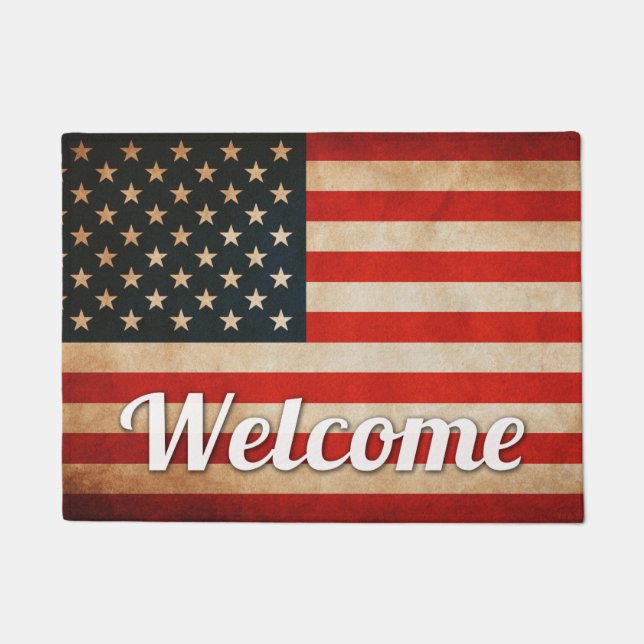 Paillasson Drapeau américain affligé des Etats-Unis de grunge (Devant)