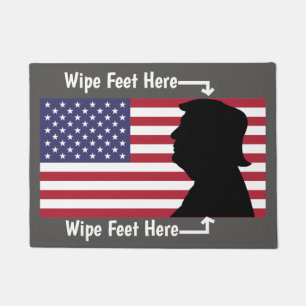 Paillasson Drapeau américain avec Trump Tête essuyer les pied