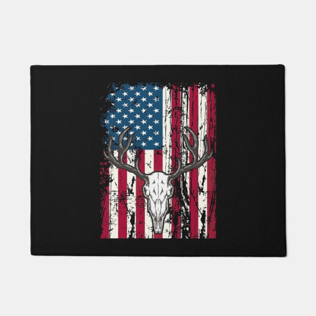 Paillasson Drapeau américain de chasse au crâne de cerf (Devant)