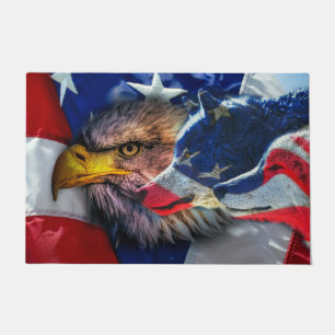 Paillasson Drapeau américain de loup d'aigle chauve Patriotiq
