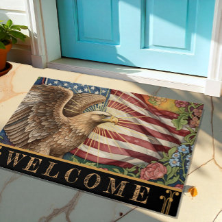Paillasson Drapeau américain vintage, aigle, art patriotique 