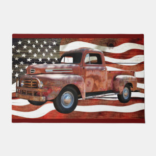 Paillasson Drapeau américain Vintage Red Truck