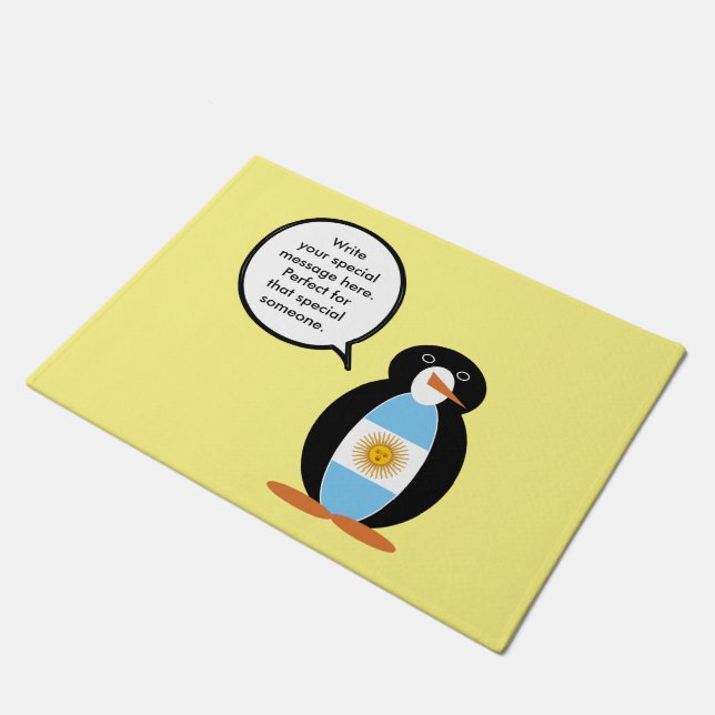 Paillasson Drapeau argentin Parlant de Mme Penguin Personnali (Incliné)