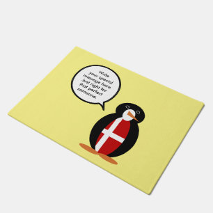 Paillasson Drapeau danois Parler de Mme Penguin Personnalisée