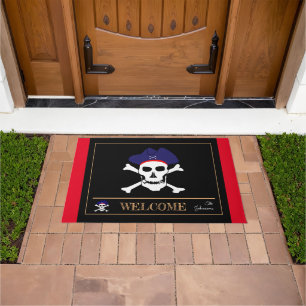 Paillasson Drapeau des pirates et capitaine Jack, nattes de m