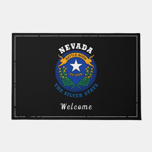 PAILLASSON DRAPEAU D'ÉTAT D'ARGENT NEVADA (Devant)