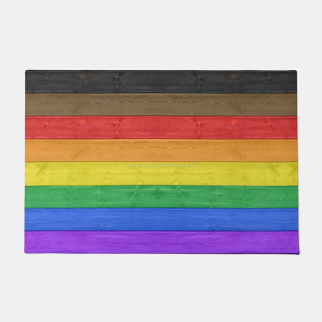 Paillasson Drapeau gay pride inclusif SlipperyJoe ru texturé (Devant)