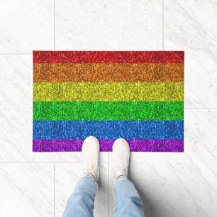 Paillasson Drapeau LGBT vibrante parties scintillant arc-en-c