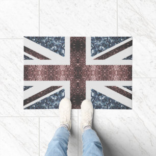Paillasson Drapeau rustique UK rouge bleu étincelants parties