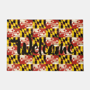 Paillasson Drapeau Wood Maryland mat de porte personnalisable