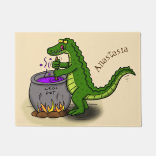 Paillasson Drôle alligator vert cuisine dessin animé