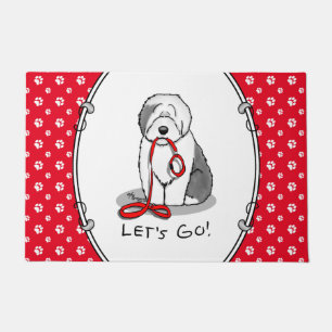 Paillasson Drôle Allons-y ! Walk Old English Sheepdog (Gris 1