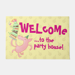 Paillasson Drôle Cochon Bienvenue Au Dessin De Fête Maison Ca