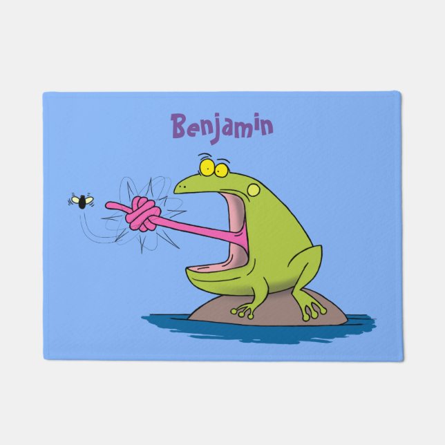Paillasson Drôle dessin animé de grenouille et mouche (Devant)