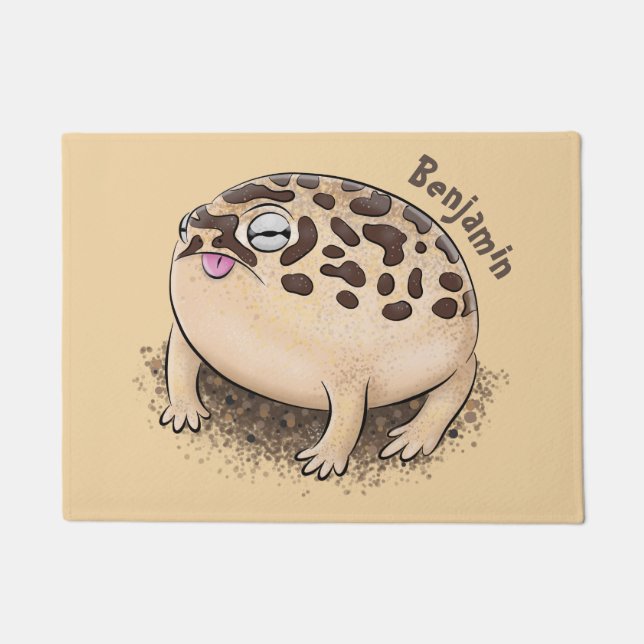Paillasson Drôle dessin de grenouille à pluie dans le désert (Devant)