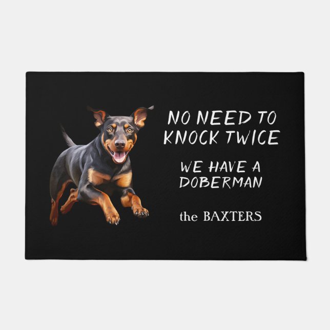 Paillasson Drôle Doberman Pinscher Chien Pas besoin de frappe (Devant)
