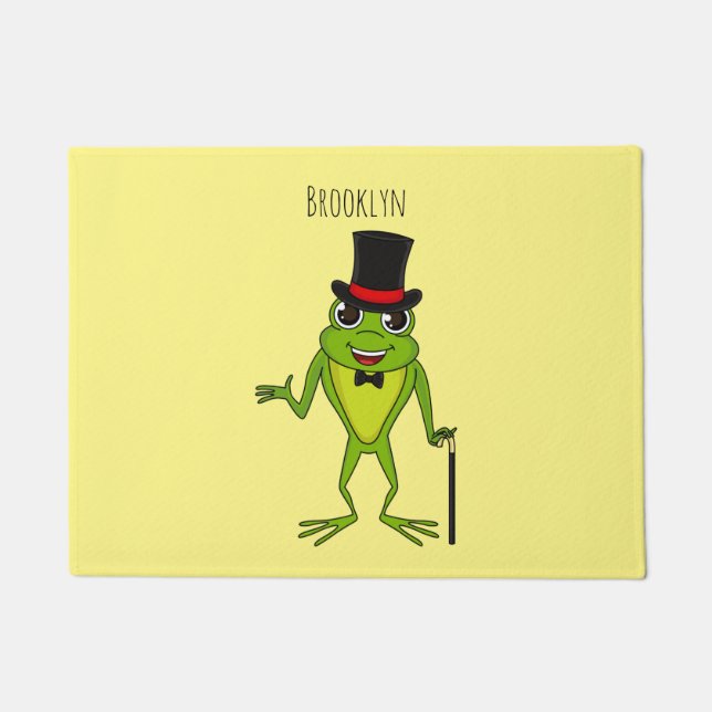 Paillasson Drôle grenouille avec chapeau dessus dessin animé (Devant)