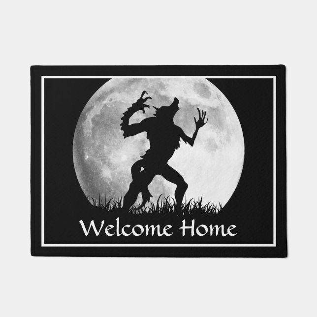 Paillasson Drôle Halloween Accueil - Werewolf Pleine lune (Devant)