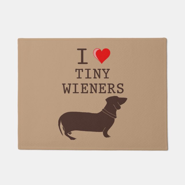 Paillasson Drôle J'Aime Petit Chien Dachshund Wiener (Devant)