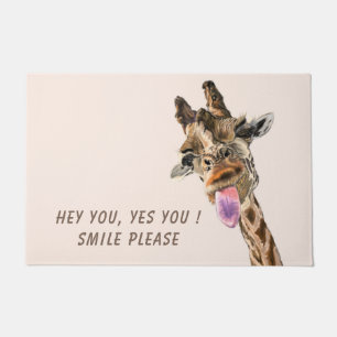 Paillasson Drôle mat Jouer Giraffe Smile - Texte Personnalisé