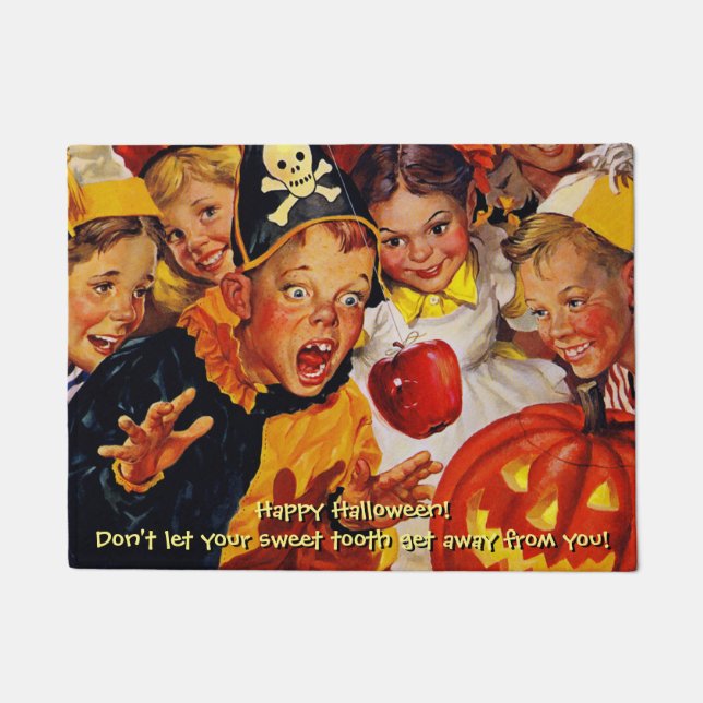 Paillasson Drôle Mi-Siècle Halloween douces Porte dent Mat (Devant)