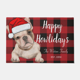 Paillasson Drôle mignon français bulldog rouge Joyeux howlida