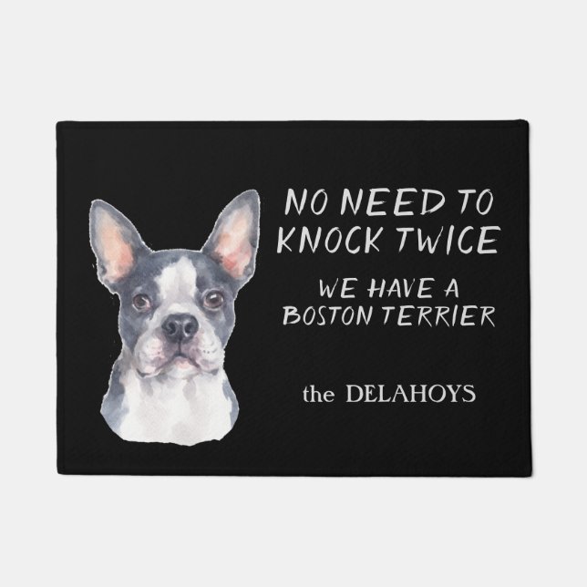 Paillasson Drôle Pas Besoin De Frapper Boston Terrier Doormat (Devant)