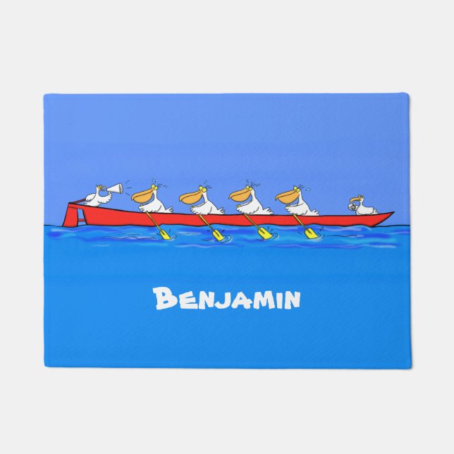 Paillasson Drôle pélicans rameurs dessin animé (Devant)