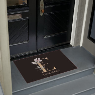 Paillasson E Monogramme Floral Personnalisé