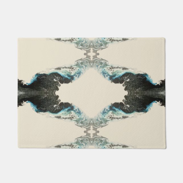 Paillasson Échos de marée — Motif abstrait d'encre fluide (Devant)