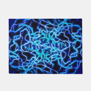 Paillasson Éclair électrique néon bleu Tesla Coil