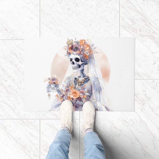 Paillasson Éffrayant Halloween Squelette Porte Mat (Intérieur)