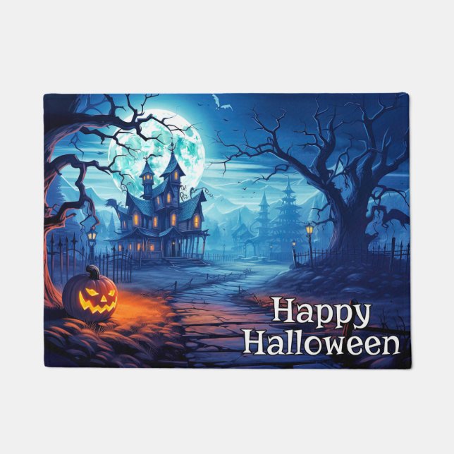 Paillasson Éffrayant Haunted Mansion | Bonne Halloween (Devant)