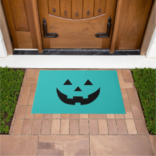 Paillasson Éffrayant turquoise Jack-o'-lantern citrouille Hal