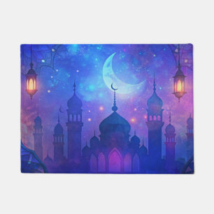 Paillasson Eid Moubarak Magie Nuits Arabes Croissant Bleu Art