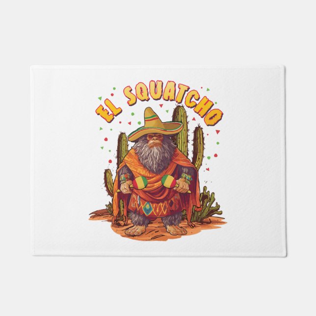 Paillasson El Squatcho Bigfoot avec Maraca, Sombrero et Ponc (Devant)