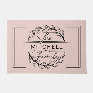 Paillasson Elegan Monogramme Blush Pink Nom de famille person