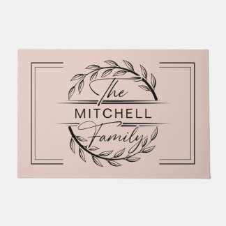 Paillasson Elegan Monogramme Blush Pink Nom de famille person