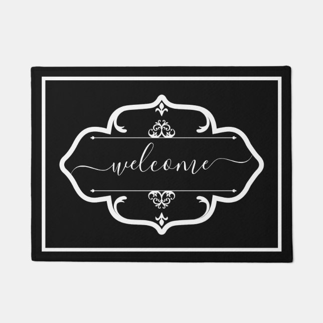 Paillasson Elegant Black White Custom Decorated welcome (Devant)