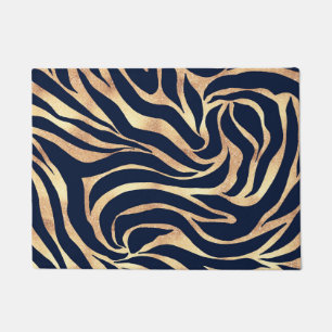 Paillasson Elégant bleu marine Gold Zebra Imprimer
