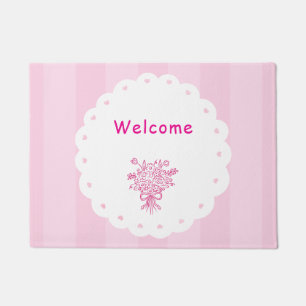 Paillasson Élégant Bouquet Floral de Quinceañera Rose & Bla