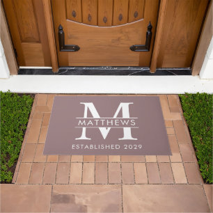 Paillasson Elégant Dusty Mauve Personnalisé Monogramme Nom Po