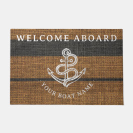 Paillasson Elégant Faux Burlap Ancre Bateau nautique Bienvenu