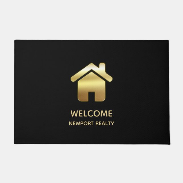 Paillasson Elegant Gold House Symbole Real Estate Design (Devant)