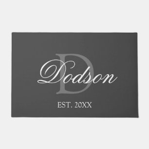 Paillasson Élégant gris blanc Monogramme Date d'établissement